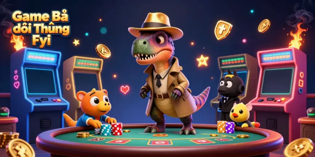 Experience the thrill of Game Bài Đổi Thưởng Fyi with a velociraptor at a blackjack table!