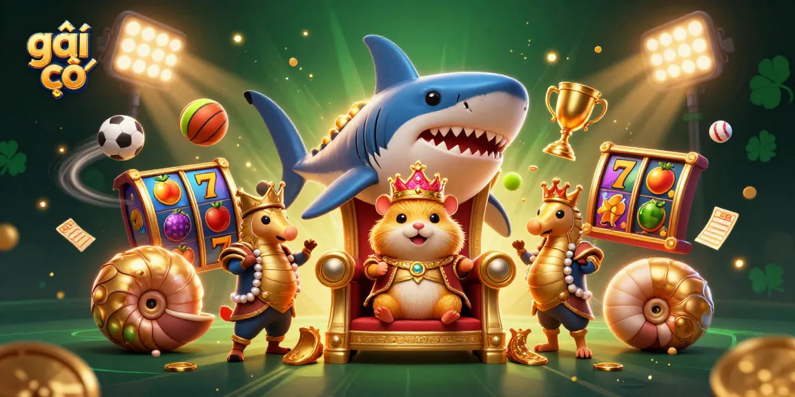 Engage in exciting slot games with the fierce golden hamster king at the helm of a vibrant casino scene featuring dynamic elements and golden sparkle.