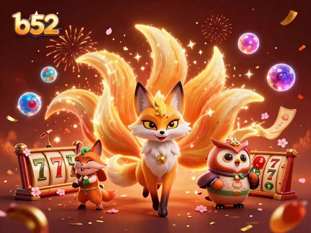Play b52 slots with vibrant spirits and glowing symbols for luck and fortune