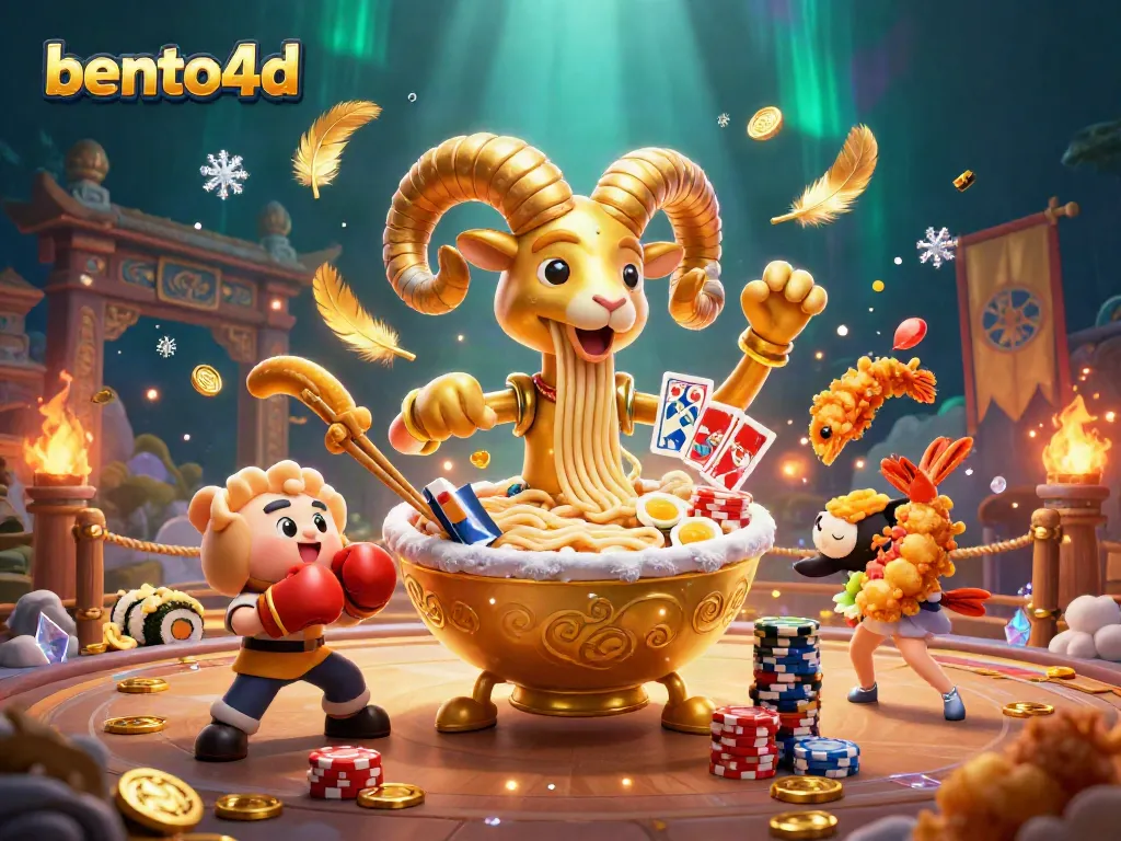Engage in thrilling gameplay with bento4d in a vibrant casino arena, featuring iconic character elements.
