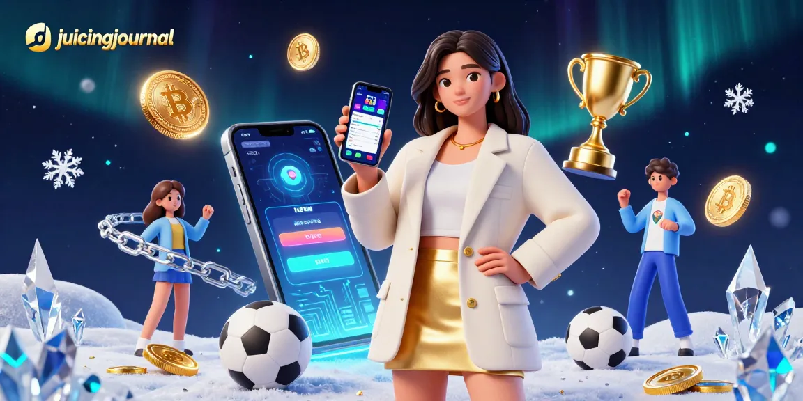 Juicingjournal showcases an exciting Asian woman engaging with sports betting on her smartphone amidst dynamic visual effects.