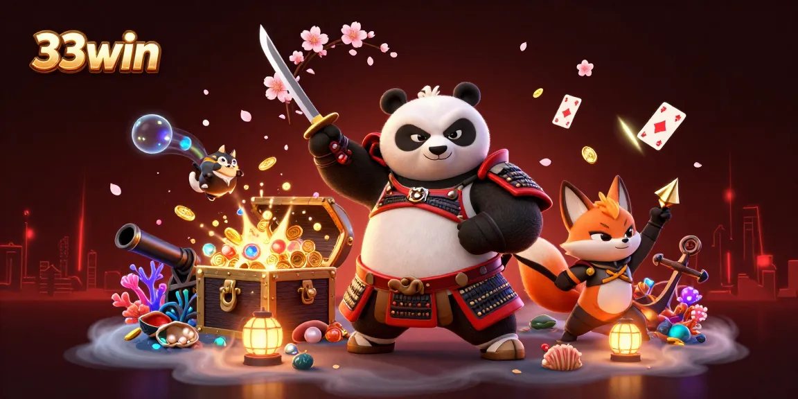 Experience thrilling gameplay at 33win with a fierce panda samurai and magical companions.