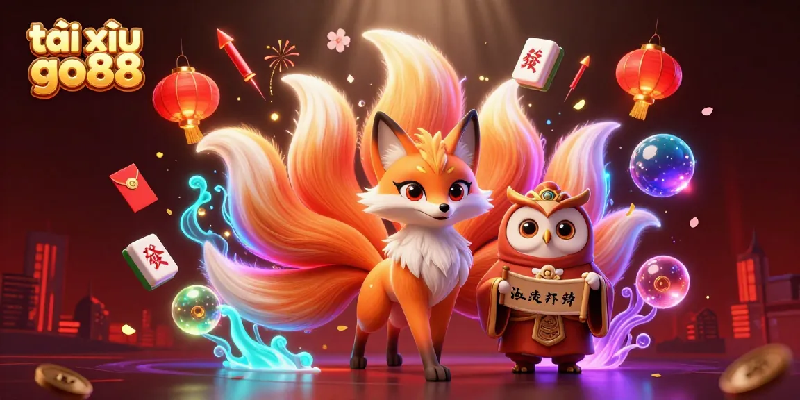 Experience the excitement of tài xỉu go88 with a colorful scene of playful spirit orbs and casino elements.