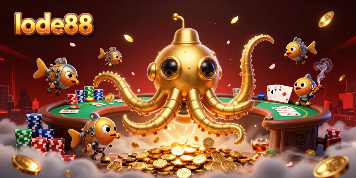 Engage with lode88's thrilling casino adventure featuring a golden kraken submarine in a jackpot