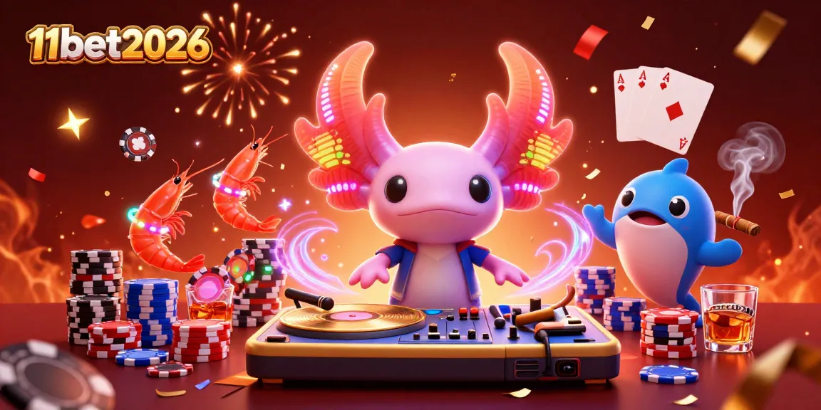 Experience the lively atmosphere of 11bet2026 with vibrant casino characters celebrating a poker victory.