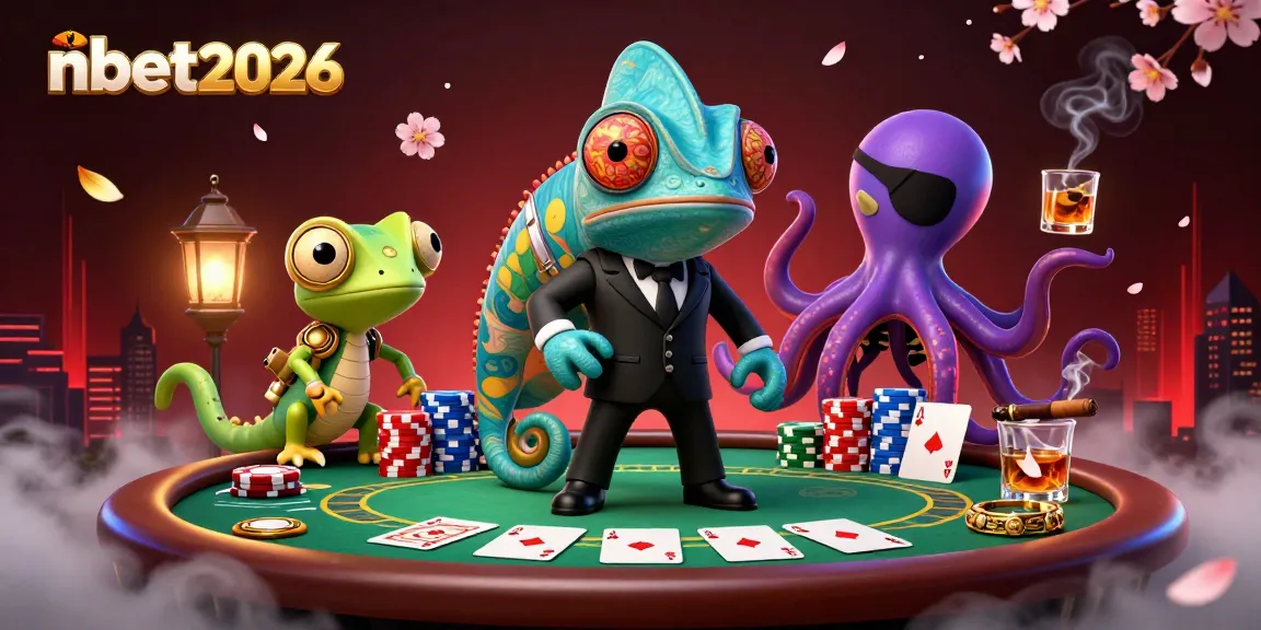 Engage in thrilling poker action with nbet2026 characters in a dynamic 3D scene, showcasing an exciting casino atmosphere.