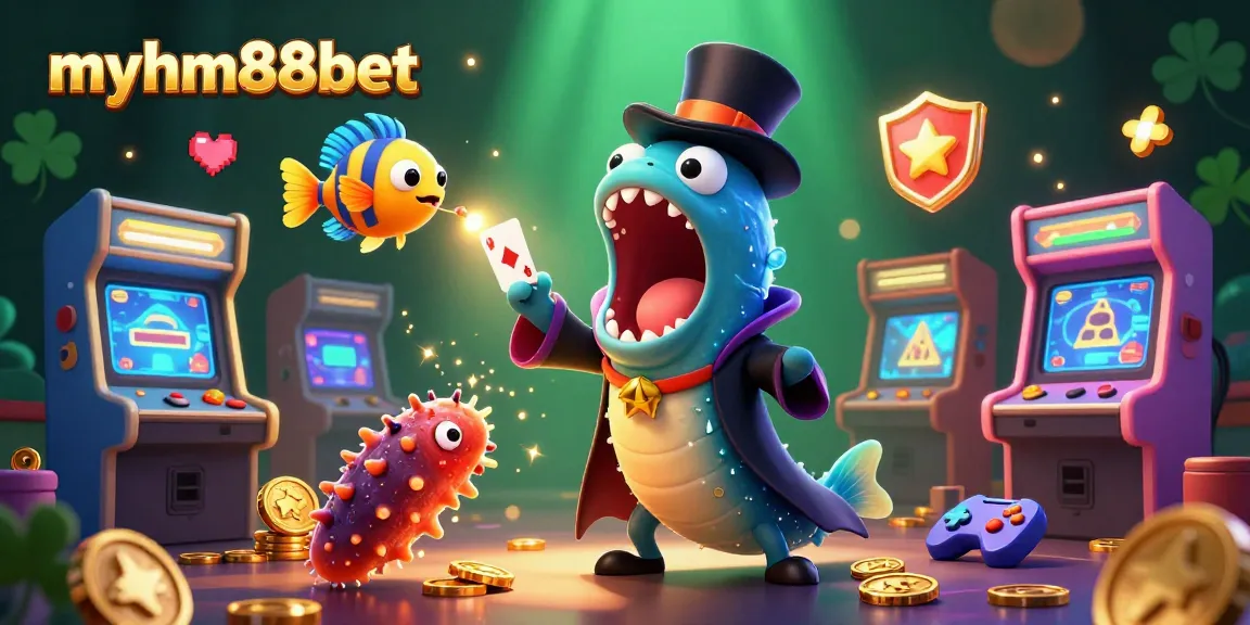 Experience vibrant gameplay with myhm88bet featuring a magical eel, anglerfish, and sea cucumber in a dynamic casino scene.
