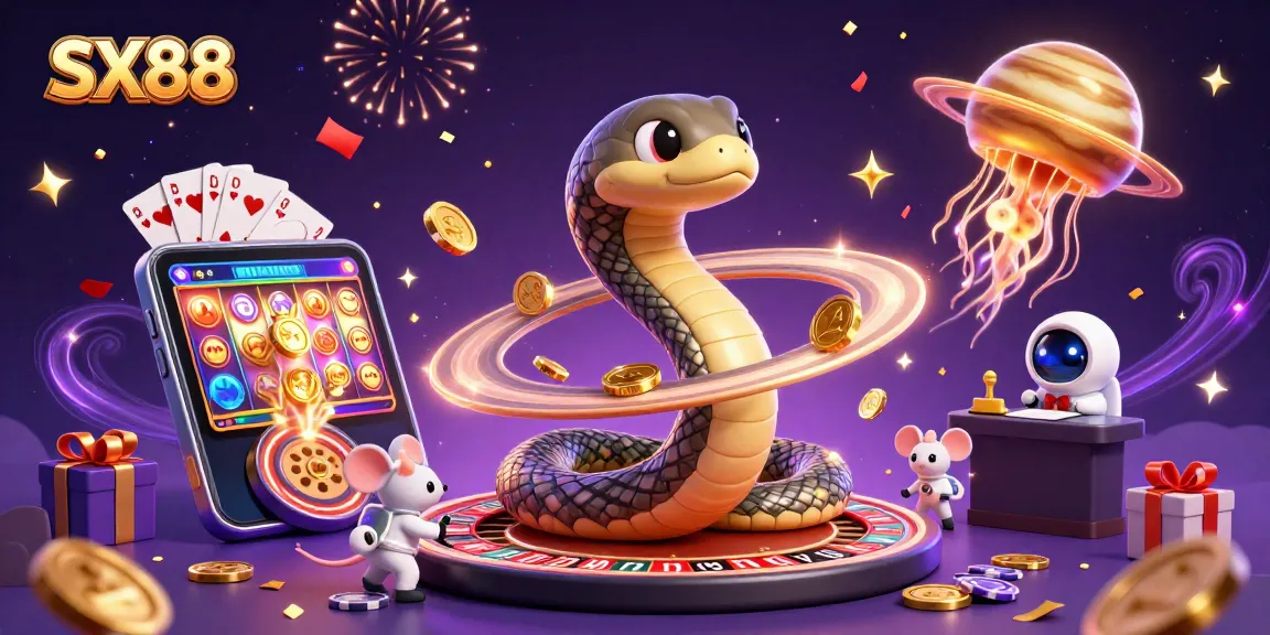 SX88 players place bets on a cosmic roulette wheel surrounded by festive game elements.