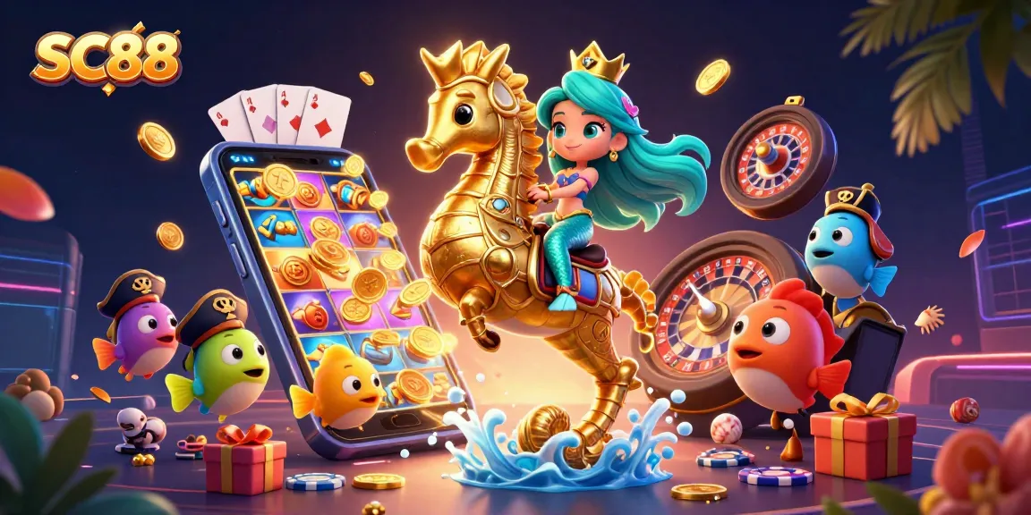Experience the thrilling SC88 action with a vibrant casino-themed mermaid scene.