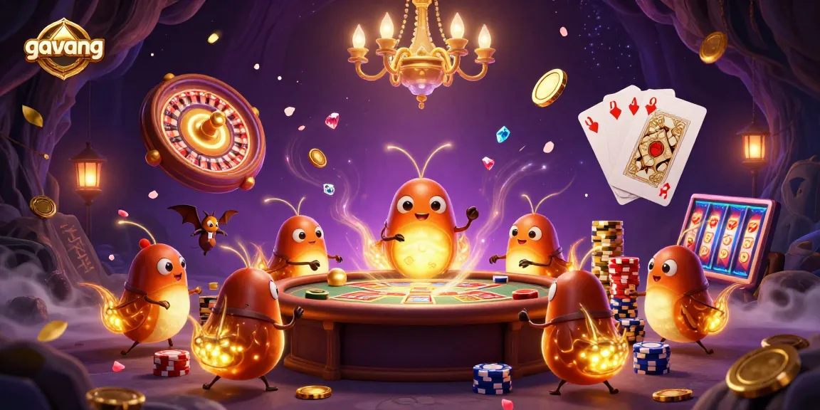 Experience the thrill at Gavang Casino with luminescent glowworms enhancing the vibrant gaming atmosphere.
