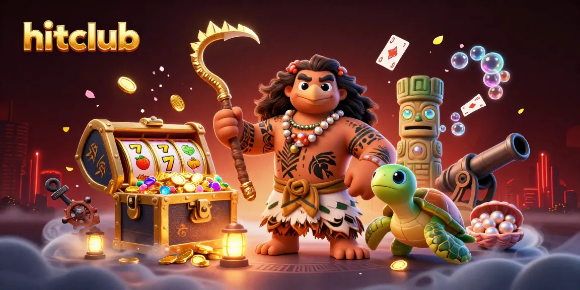 Hitclub brings excitement as a cartoon demigod hawk and turtle explore rich casino treasures.