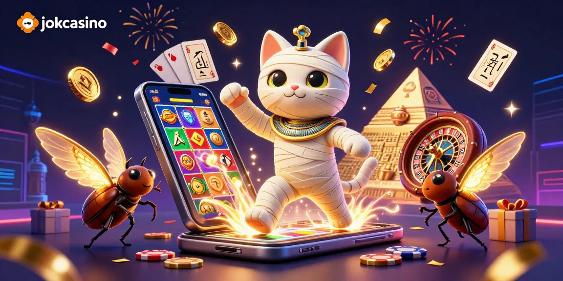 Experience thrilling games at jokacasino with an Egyptian mummy cat and mystical slot games.