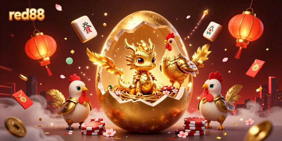 Experience the thrill of red88 with a vibrant scene featuring a golden dragon and casino elements.